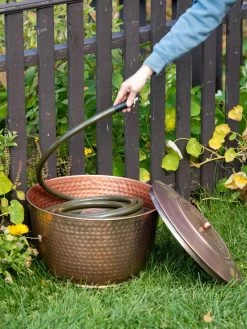 Hammered Copper Hose Pot With Lid -The Garden Shed Store 8613311 0012