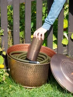 Hammered Copper Hose Pot With Lid -The Garden Shed Store 8613311 0019